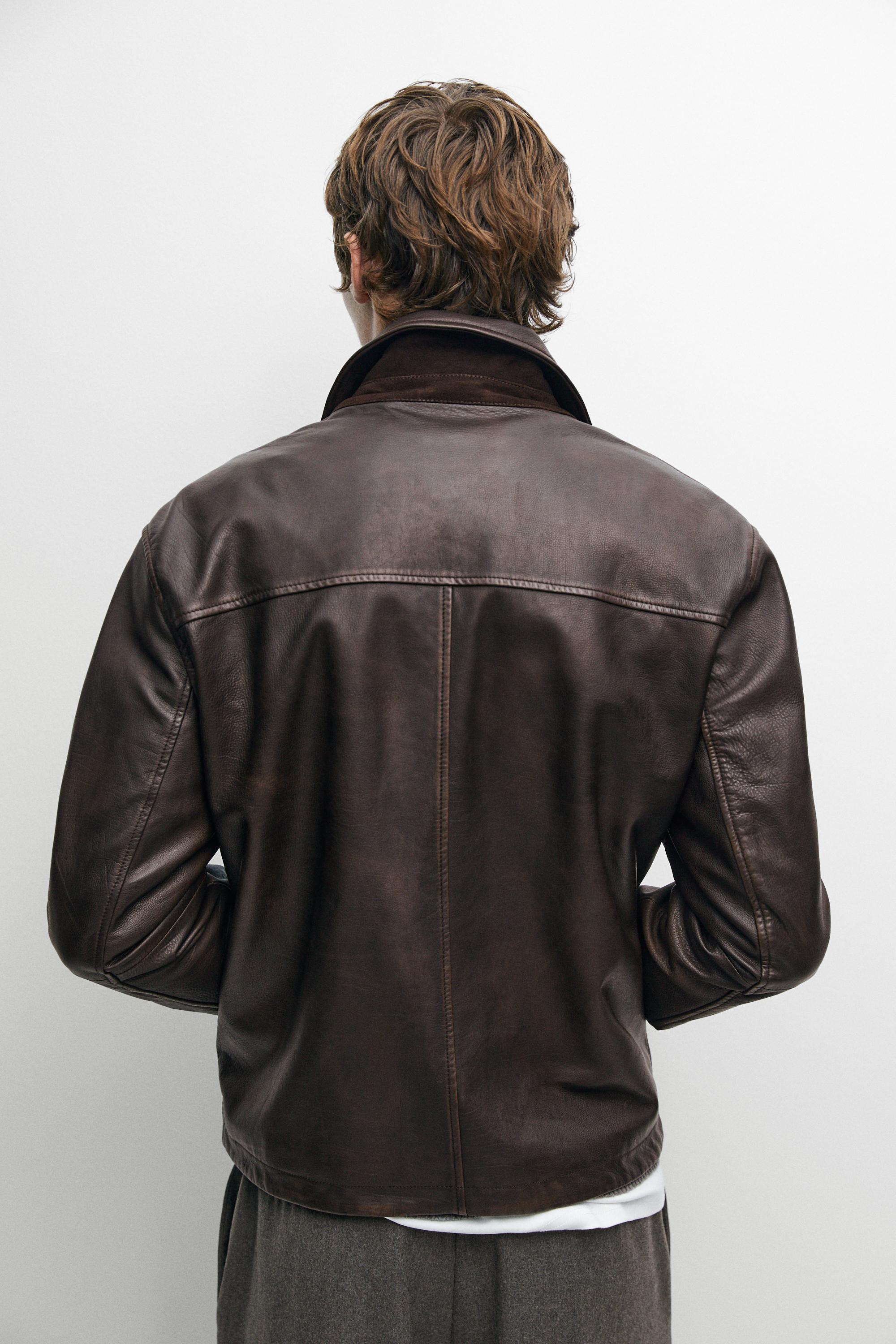 Nappa leather jacket with toggle details